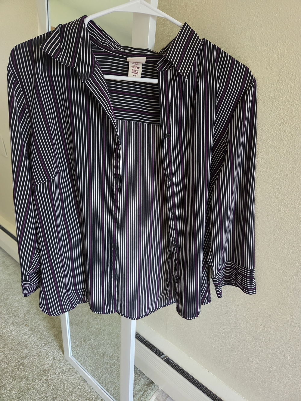 Covington Black White and Purple Striped Shirt